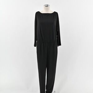 RALPH LAUREN‎ Womens Jumpsuit Size 4 Black Bateau Neck Stretch Waist Minimalist